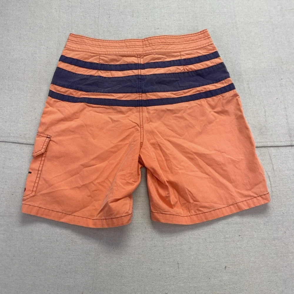 Vintage Polo Ralph Lauren Board Shorts Mens 30 YNC Orange Navy Swim